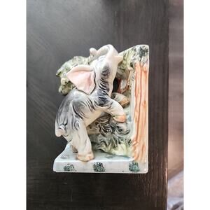 Vintage Tilso Elephant Book End Hand Painted Japan Trunk Up Single Figurine